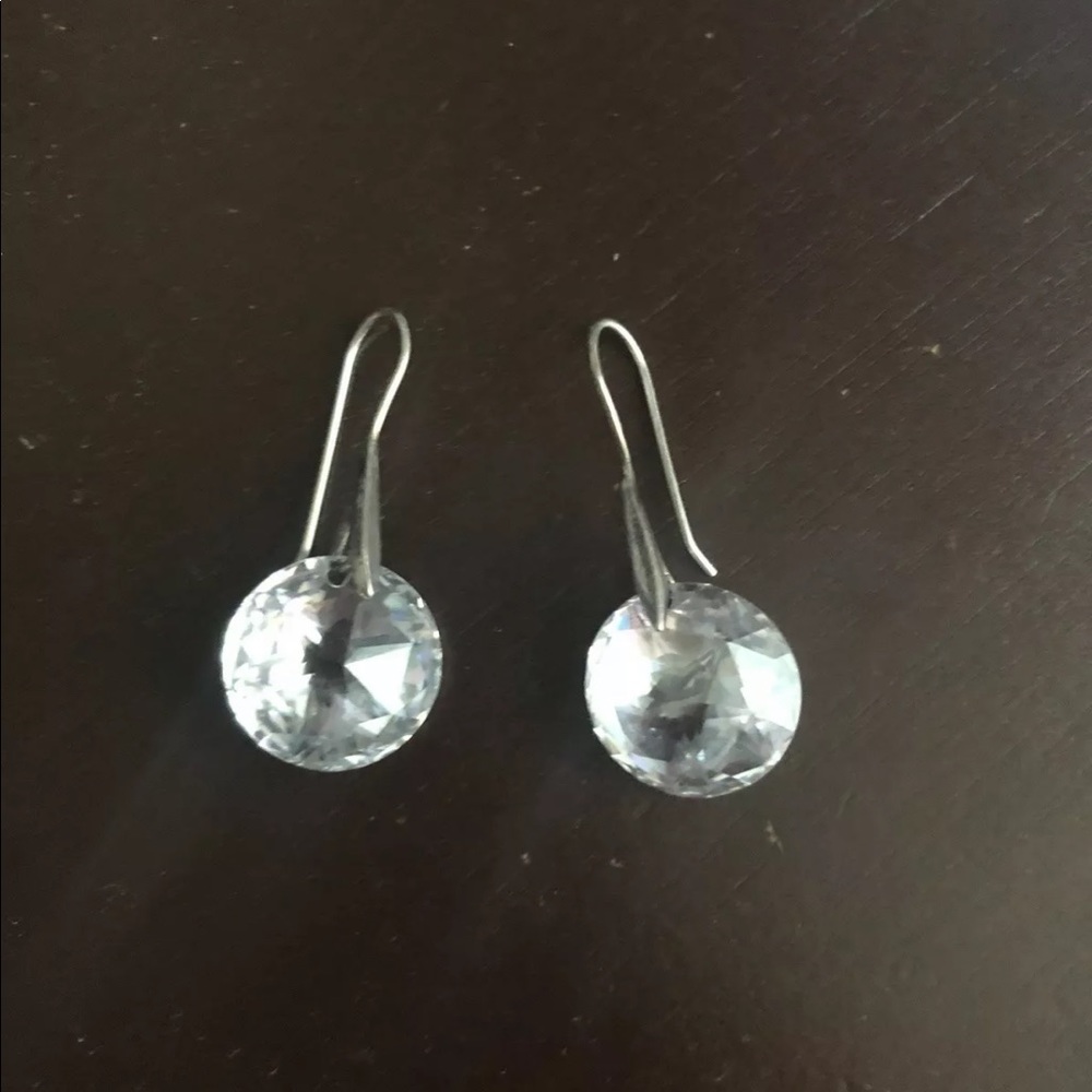 Silver crystal drop earrings